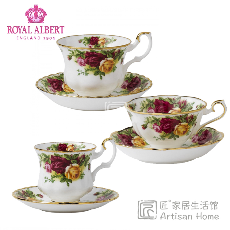 现货英国Royal Albert乡村老镇玫瑰骨瓷红茶杯咖啡杯碟进口正品