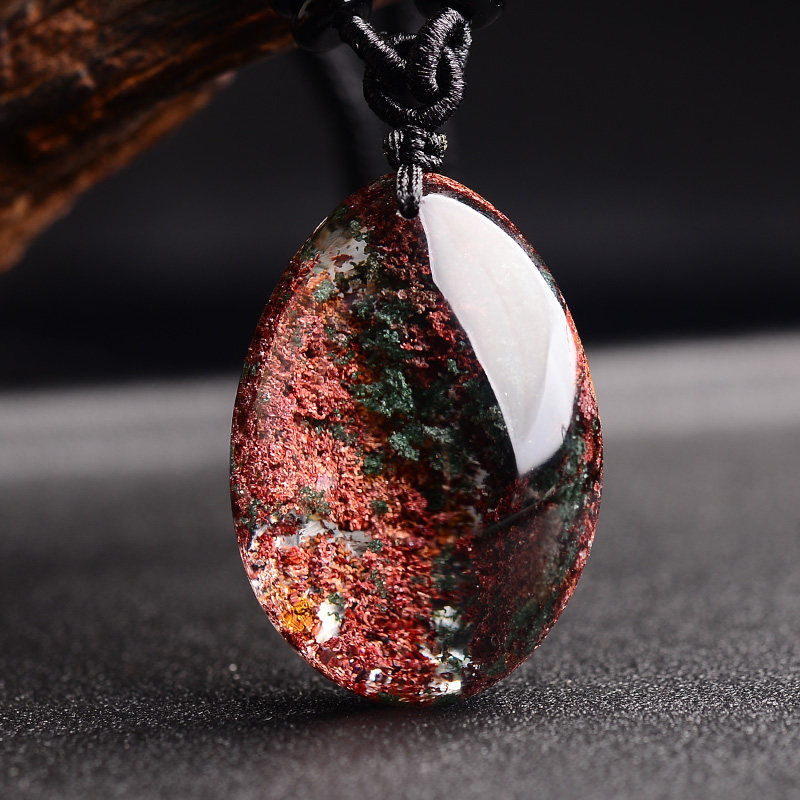 观景石 七彩幽灵水晶项链红幽灵吊坠异像绿幽灵饰品男女 全净体