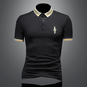 2022夏季新款 小人刺绣撞色翻领短袖t恤男潮流polo衫男pl837p60,男装