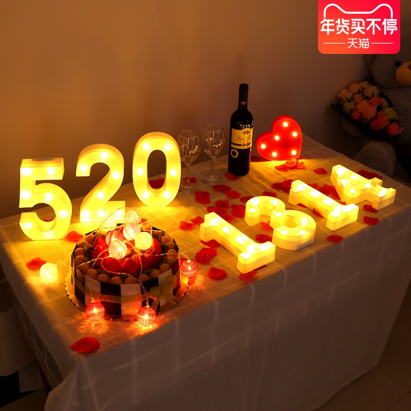 蜡烛浪漫 求爱表白 场景布置_生日结婚纪念日场景布置惊喜网红数字