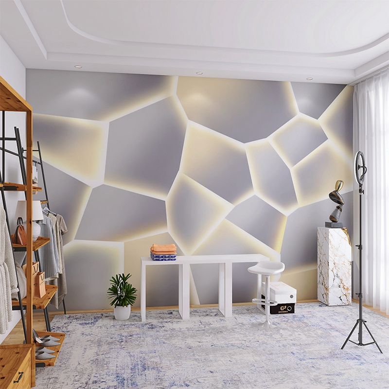 网红直播间背景墙壁纸3d立体高级感女服装店拍照墙纸前台装修壁画
