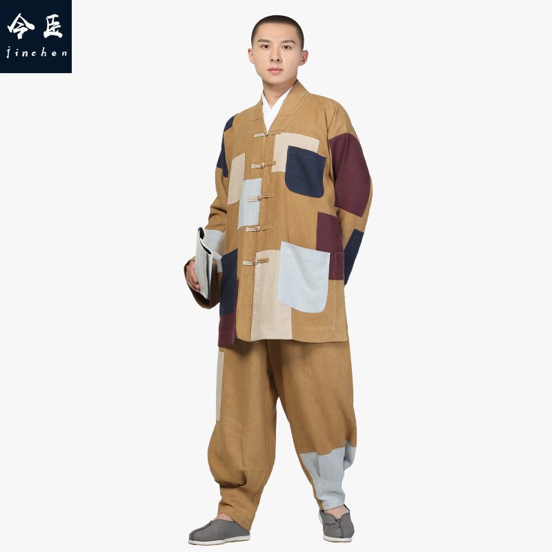今臣尚远天丝麻百衲衣罗汉褂套装僧服僧装罗汉衫补丁衣和尚服佛教