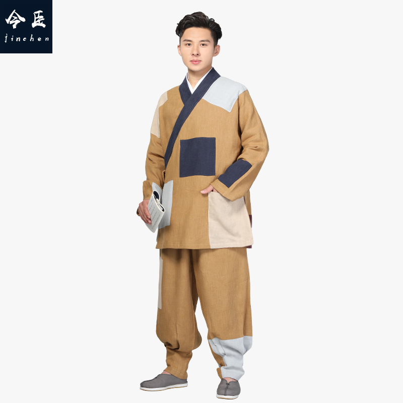 今臣尚远天丝麻百衲衣罗汉褂套装僧服僧装罗汉衫补丁衣和尚服佛教