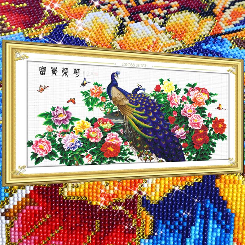 孔雀5d水晶钻石画满钻砖石客厅点粘钻贴钻十字绣新款清新卧室温馨
