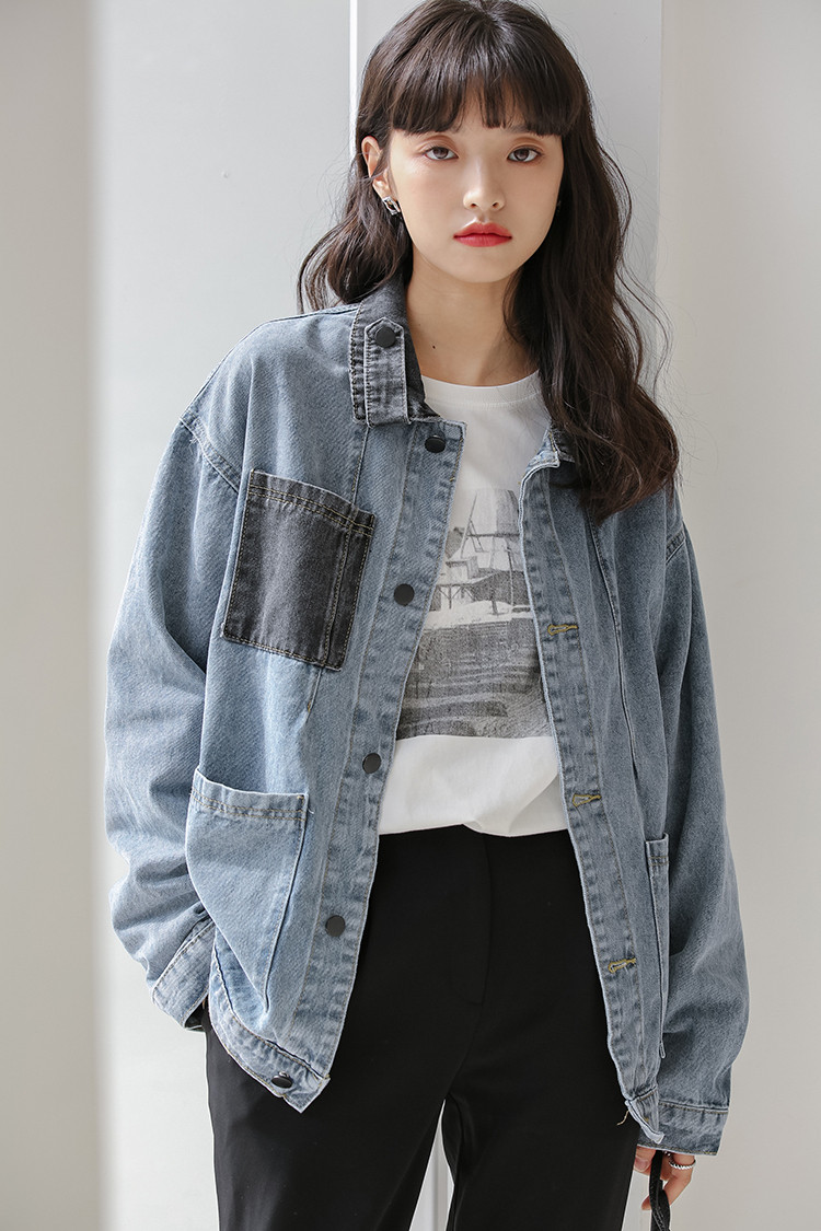 胖mm早秋春韩版宽松百搭工装休闲长袖牛仔外套女加大码女装上衣冬