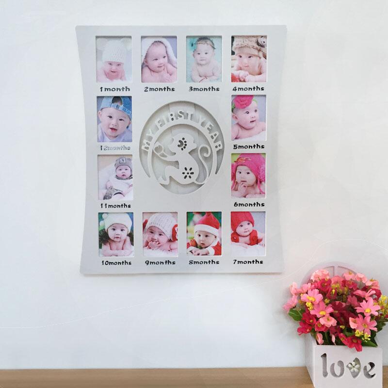 宝宝生肖一周岁礼12个月相框成长纪念摆台3寸照片册抓周挂墙定制