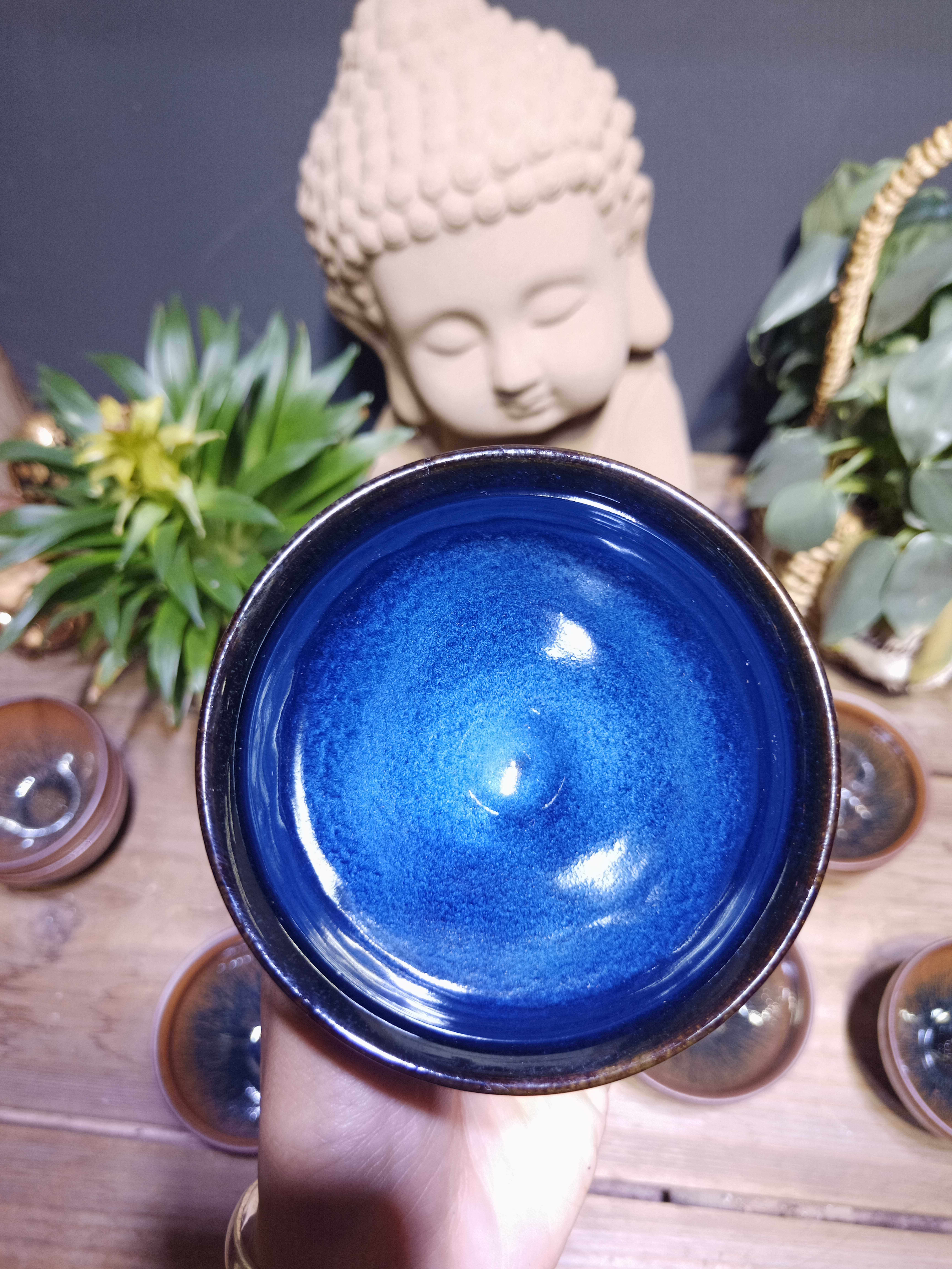 淹木吴继旺回蓝全手工建盏建阳包邮防烫主人杯茶杯铁胎油滴鹧鸪