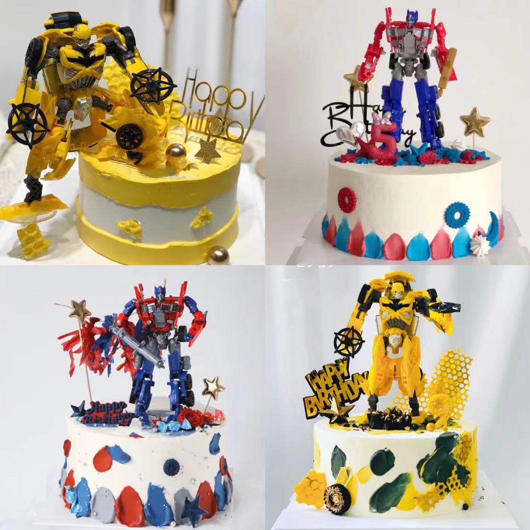 变形玩具金刚机甲机器人蛋糕摆件 拆装公仔变形车蛋糕烘焙装饰