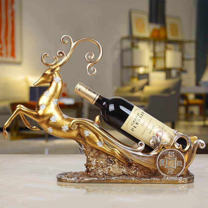 金福喜 欧式创意红酒架摆件现代家居客厅电视柜梅花鹿摆饰餐桌酒