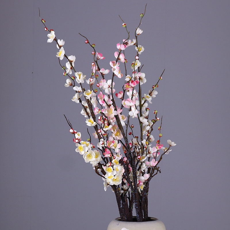 永悦家居中式高枝仿真腊梅花干枝假梅花装饰摆件玄关落地插花大枝