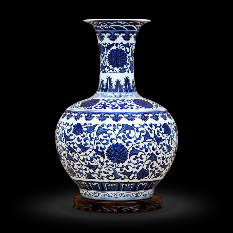 景德镇陶瓷仿古手绘青花瓷大花瓶酒店摆件会所别墅装饰工艺礼品