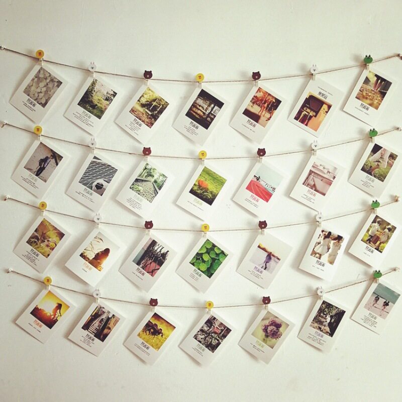 ins风创意组合麻绳照片拍立得相框照片墙装饰网红相片免打孔挂绳