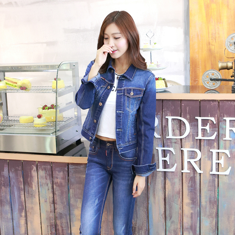 秋冬新款牛仔衣夾克韓範時尚修身顯瘦女套裝長袖學生小腳鉛筆長褲在類目 女裝/女士精品, 短外套中 - 來自Buy2taobao.com提供專業的淘寶代購服務