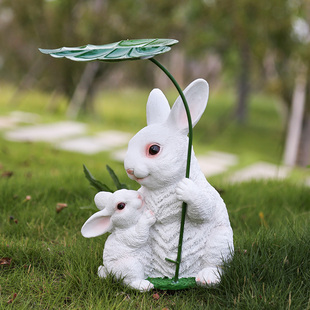 花园装饰 庭院小摆件 树脂仿真兔子户外创意小动物摆件园艺装饰品