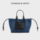 CHARLES&KEITH24春新款CK2-30671602柔软大容量托特包牛仔手提包