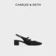 CHARLES&KEITH24春新款CK1-60920370新中式双绊带粗跟玛丽珍鞋女