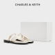 CHARLES&KEITH24夏新款SL1-71870006复古夹趾罗马鞋平底外穿凉拖