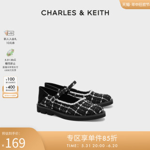 CHARLES&KEITH春夏女鞋CK1-70380959女士平底珍珠玛丽珍鞋单鞋女