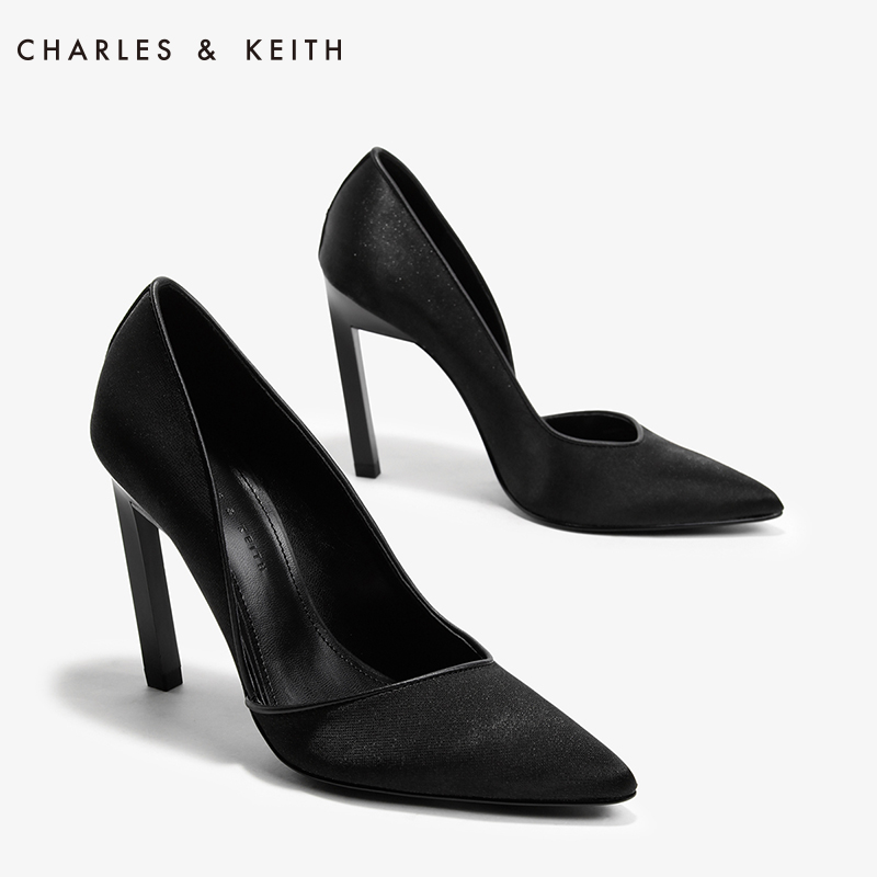 CHARLES＆KEITH秋鼕單鞋女CK1-60280114側邊鏤空細高跟單鞋