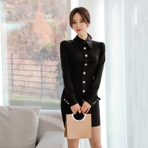 Fashion temperament elegant slim sexy hip wrap long sleeve commuter dress