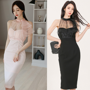 2022 early summer new Korean fashion temperament splicing hip dress sexy thin dress