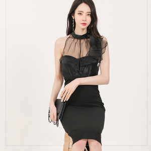 2022 spring and summer new Korean sexy fashion temperament splicing hip care machine design dress