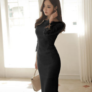 2021 spring new style dress dress dress slim fitting work clothes seven point sleeve bottomed dress in stock