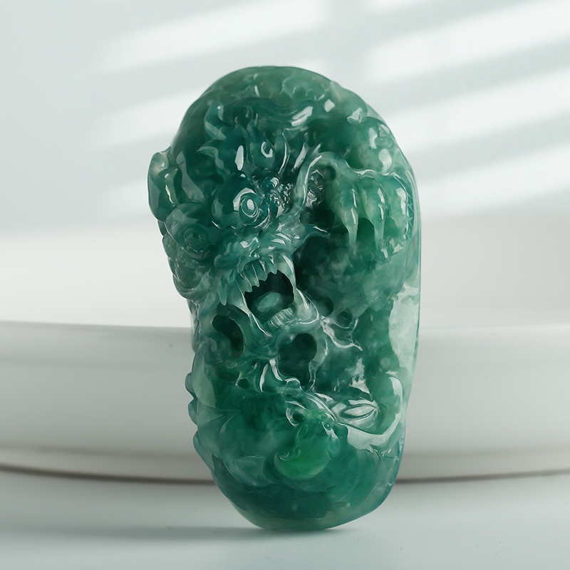 缅甸寻玉翡翠吊坠天然a货男款龙牌男士玉坠项链挂件一物一证