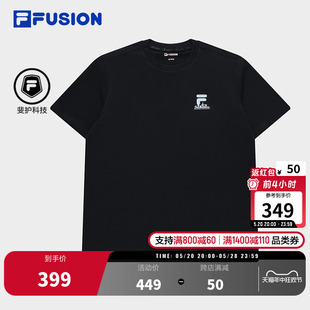 FILA FUSION斐乐潮牌短袖T恤男2024夏季新款纯棉透气运动上衣短t