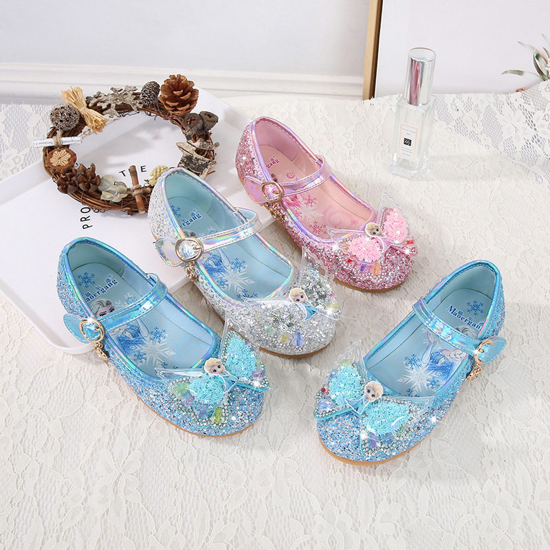 汀巴能旗舰店的优惠券大全—爱莎公主鞋儿童高跟皮鞋秋季女童水晶鞋子