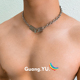 GuangYu设计感小众双扣方牌项链男女街头嘻哈个性钛钢吊坠粗链条