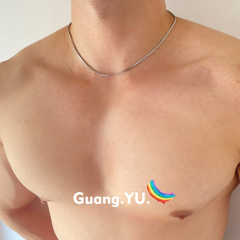 GuangYu高级感银色项链男潮钛