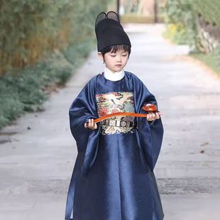 出租儿童男宝明制圆领袍汉服中国风婚礼小花童服装全家服拍摄写真