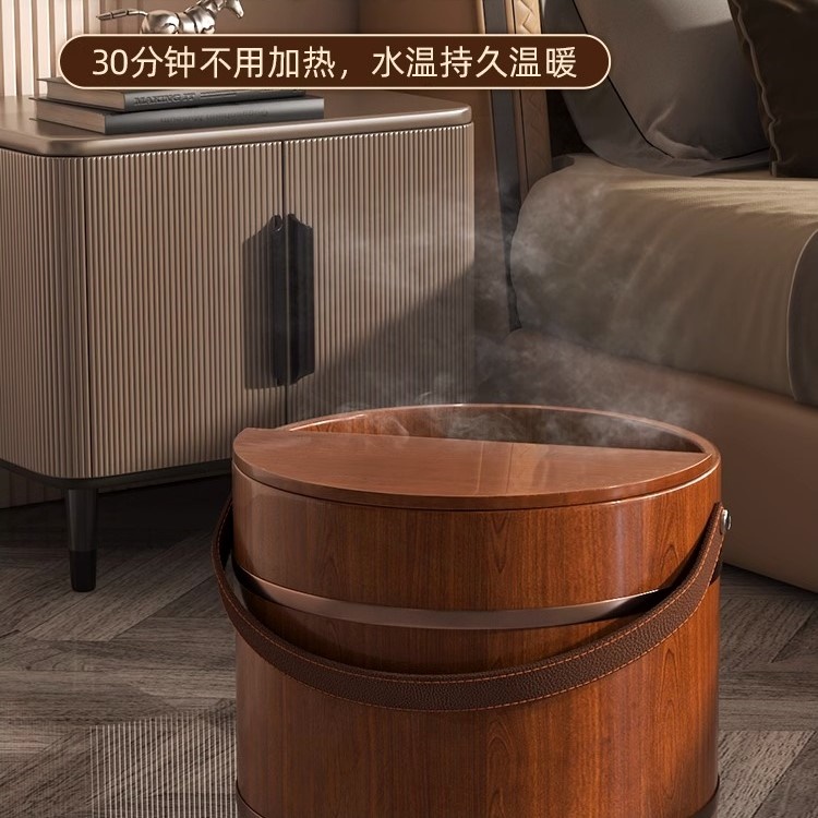 日本新款泡脚桶木桶家用养生实木木冬天足浴桶洗泡脚盆过小腿香柏
