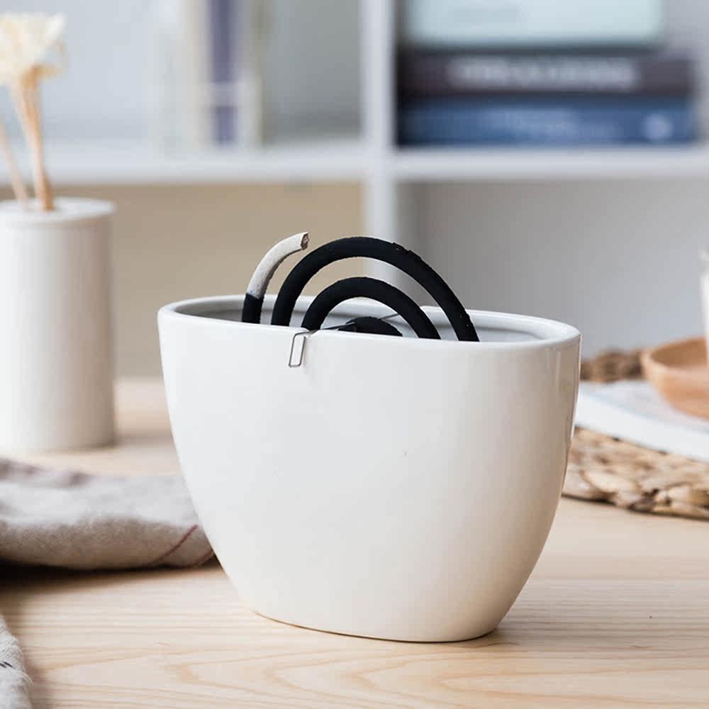 摩登主妇创意陶瓷檀香盘沉香托日式蚊香炉无烟家用蚊香架接灰盘