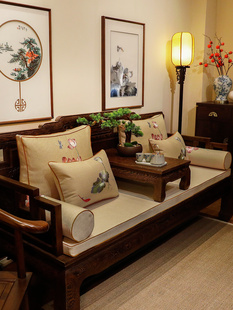 。中式红木沙发坐垫套罩盖巾棉麻布艺靠背巾实木罗汉床垫子盖布防