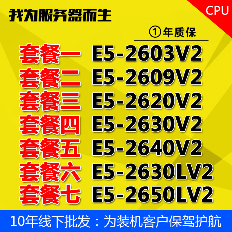 intel/英特尔e5-2620v2 2603 2609 e5-2630v2 2650lv2 2011针cpu45