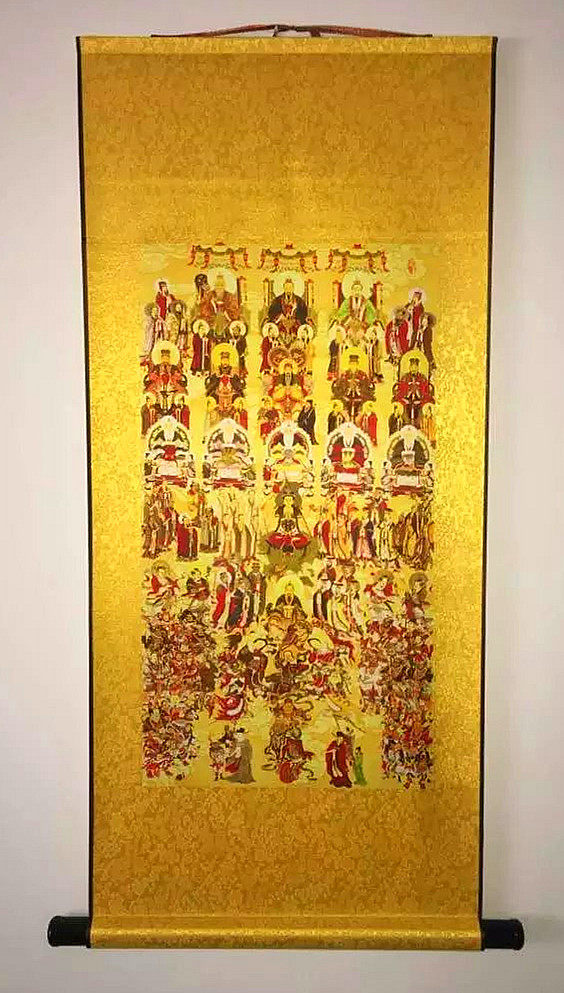 高清丝绸1米x45厘米全神图/全仙图/道教画像/神仙画像/道教用品
