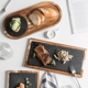 日式方形黑色岩石甜品盘寿司盘西餐盘创意餐具平盘烤肉摆盘牛排盘