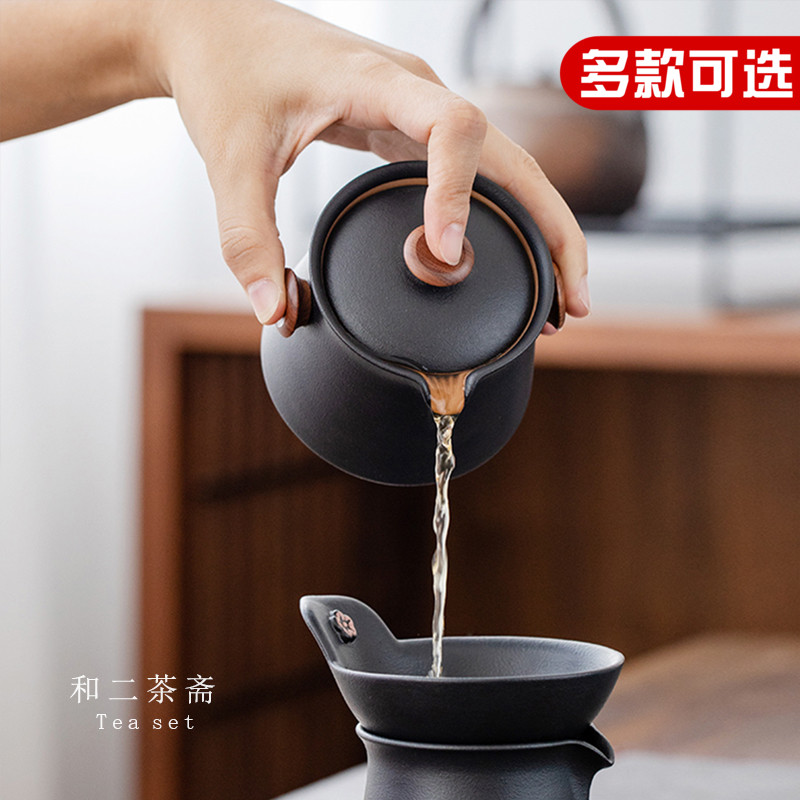和二茶斋日式茶壶陶瓷黑陶紫砂小号简约复古家用功夫茶具单个单壶