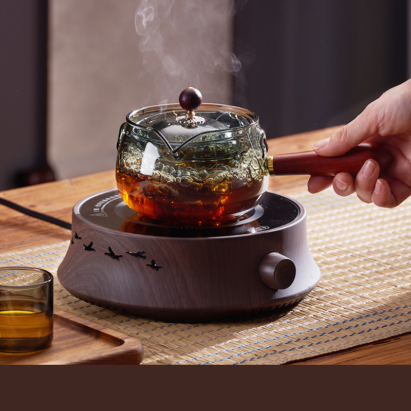 耐高温侧把玻璃逍遥壶 罐罐茶煮茶器电陶炉泡茶壶熬茶煮茶炉套装