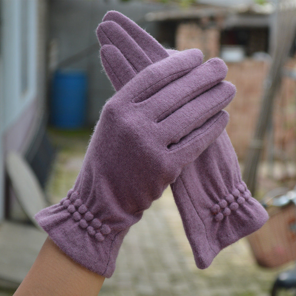 冬季手套女羊毛的手套女士分指薄款秋冬保暖单层骑车女式冬天触屏