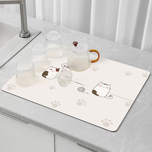 日本硅藻泥台面吸水垫厨房沥水垫可裁剪高颜值洗手台浴室防水防滑
