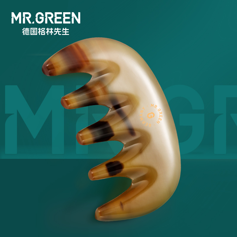 Mr.green五齿白水牛角梳天然