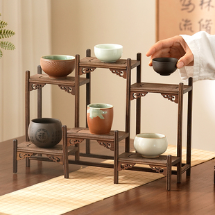 桌面博古架小型实木多宝阁茶具摆件茶叶架紫砂茶壶展示架子