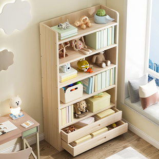 简易书架置物架落地书柜儿童学生收纳多层实木家用简约现代储物柜