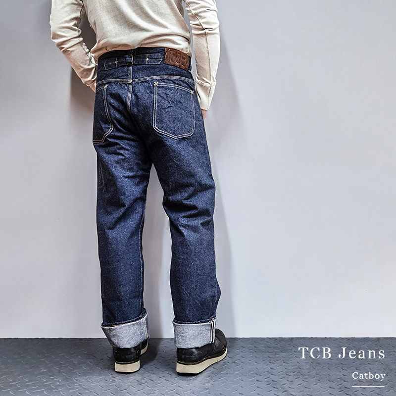 TCB JEANS CATBOY 复刻 30'S巴黎扣高腰宽松复古直筒原色牛仔裤男