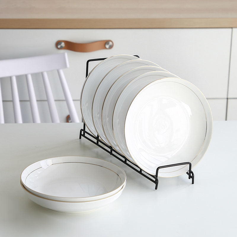 6个装 家用菜盘子陶瓷的深盘创意餐具简约日式菜碟圆形汤盘平浅盘