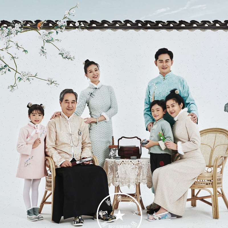 全家福家庭装亲子装一家六口旗袍影楼2021年展会新款样片儿童衣