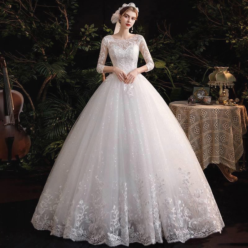 婚纱2022新款新娘结婚气质超仙典雅欧式婚礼服赫本法式简约轻婚纱